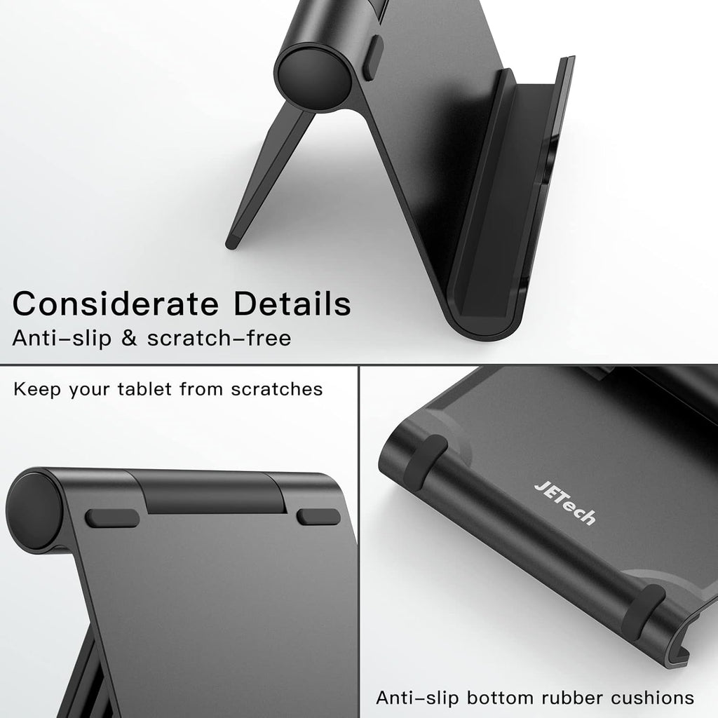 JETech Tablet Stand, Adjustable Portable Desktop Holder, Foldable Dock for iPad/iPad Pro/Air/Mini, Galaxy Tab A8/A7 Lite/A7/S8/S7, Kindle, Tab/Phones(4-11"), Black