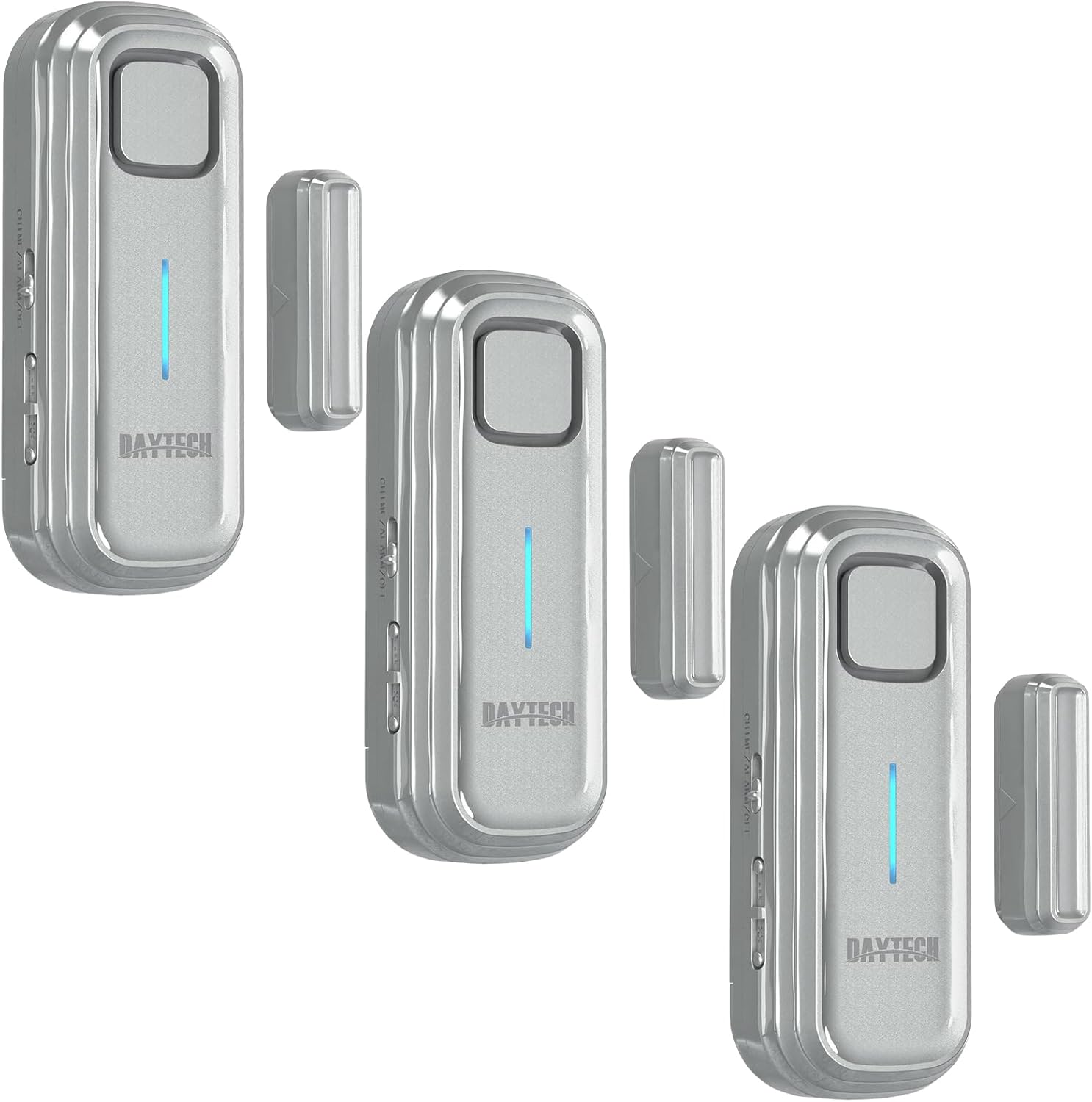 Daytech Refrigerator & Freezer Door Alarm - 1-4 Minute Adjustable Delay, 0-120dB Alarm, 3-Pack for Home, Supermarket & Business (Grey)