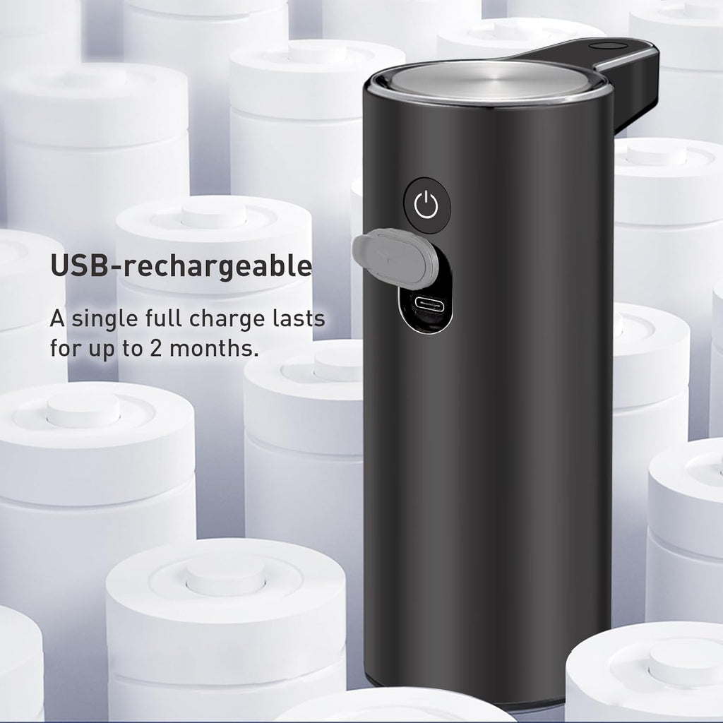 EKO Aroma Touchless Automatic Soap Dispenser for Bathroom and Kitchen, Liquid Hand Soap Dispenser, Water-Resistant and Rechargeable, 9 fl oz (Dark Grey)