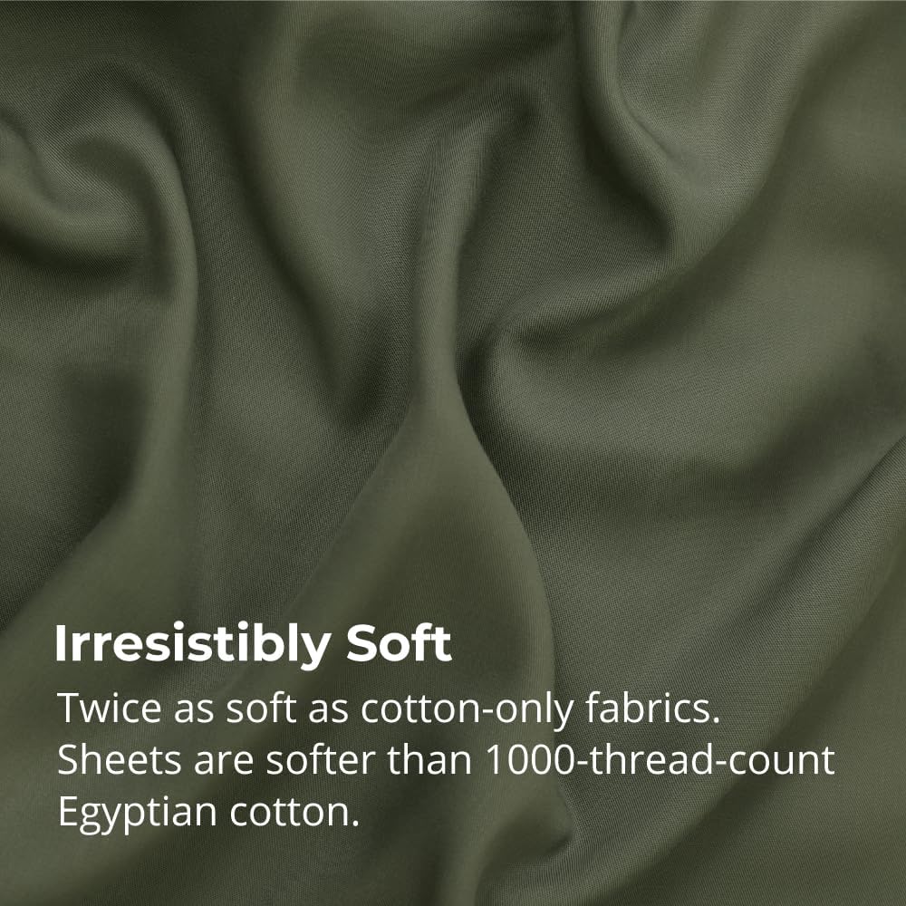 Cariloha Aloha Soft 4-Piece Sheet Set | Coastal Pine | Queen | Made from 100% Viscose derived from Bamboo | Introductory Sheet Line