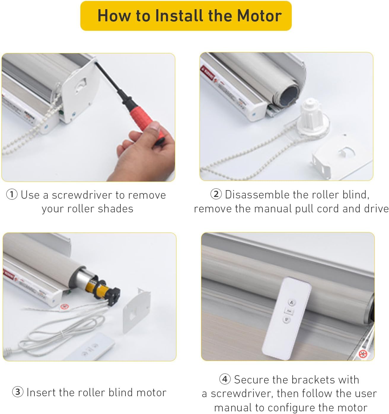 Smart Tuya WiFi Blinds Motor, AC100-240V Plug-in for 1.5"/38mm Shade Tubes, Compatible with Alexa/Google Home, APP & Timer Control, No Hub Required - Idea for Zebra, Roman, Roller Shades