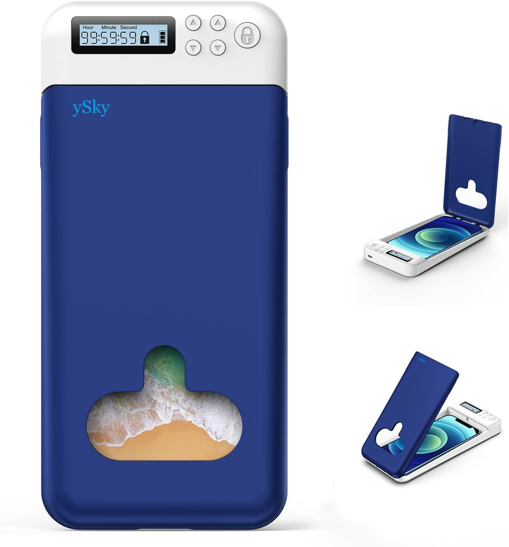 ySky Cell Phone Lock Box with Timer,Portable Timed Phone Lock Box for iPhone and Android Phones, Self-Control Timer Phone Locker Jail to Help Kids,Students Focus Back