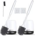 Lefree 2 Pack Silicone Toilet Brush,Rubber Toilet Bowl Brush and Holder Set with Ventilated Holder, Toilet Cleaner Brush for Bathroom,Floor Standing & Wall Mounted Toilet Scrubber Without Drilling