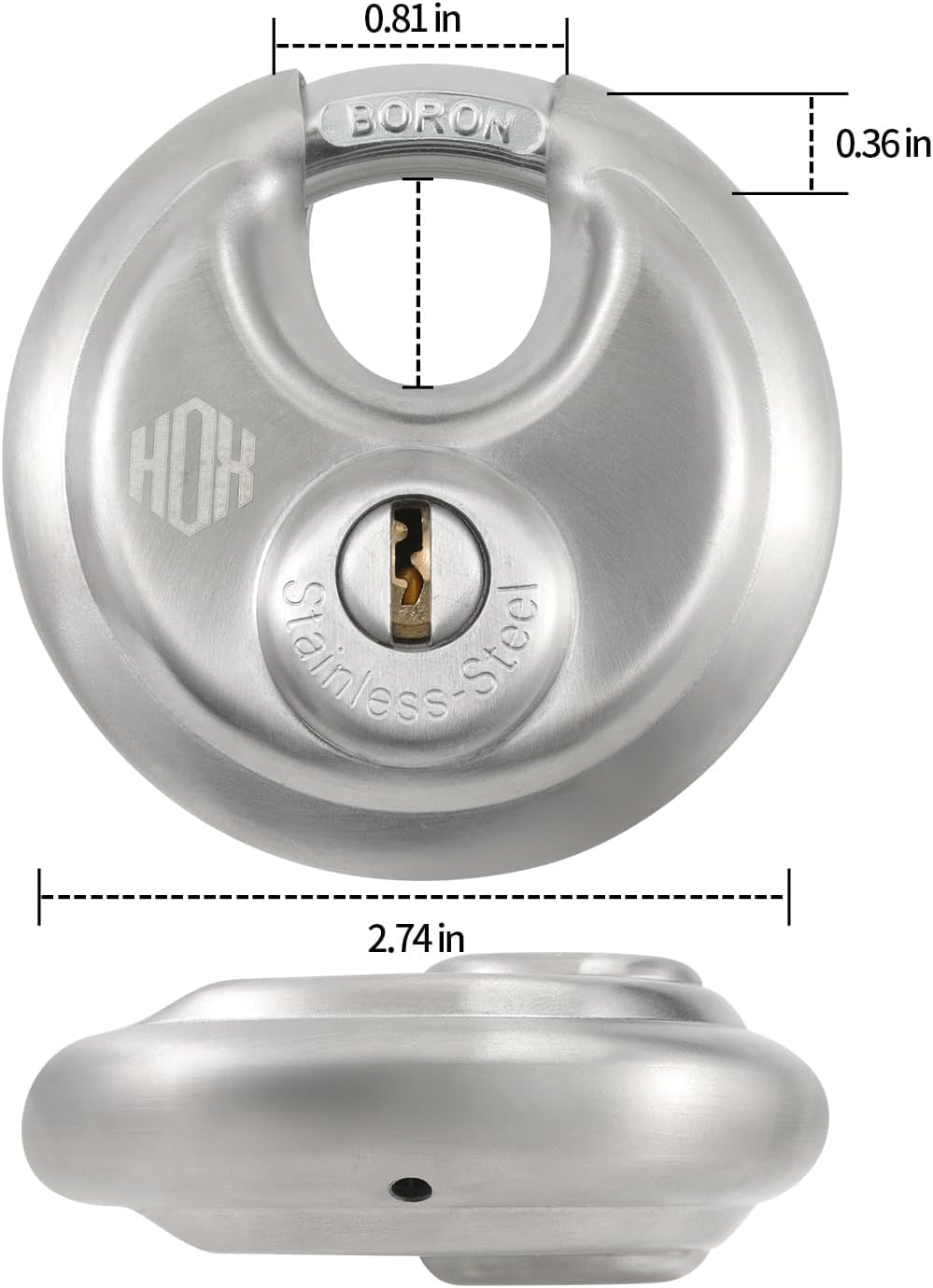 Heavy Duty Padlock with Key – 70mm Stainless Steel Commercial Discus Keyed Lock, High Security, 8 Pack