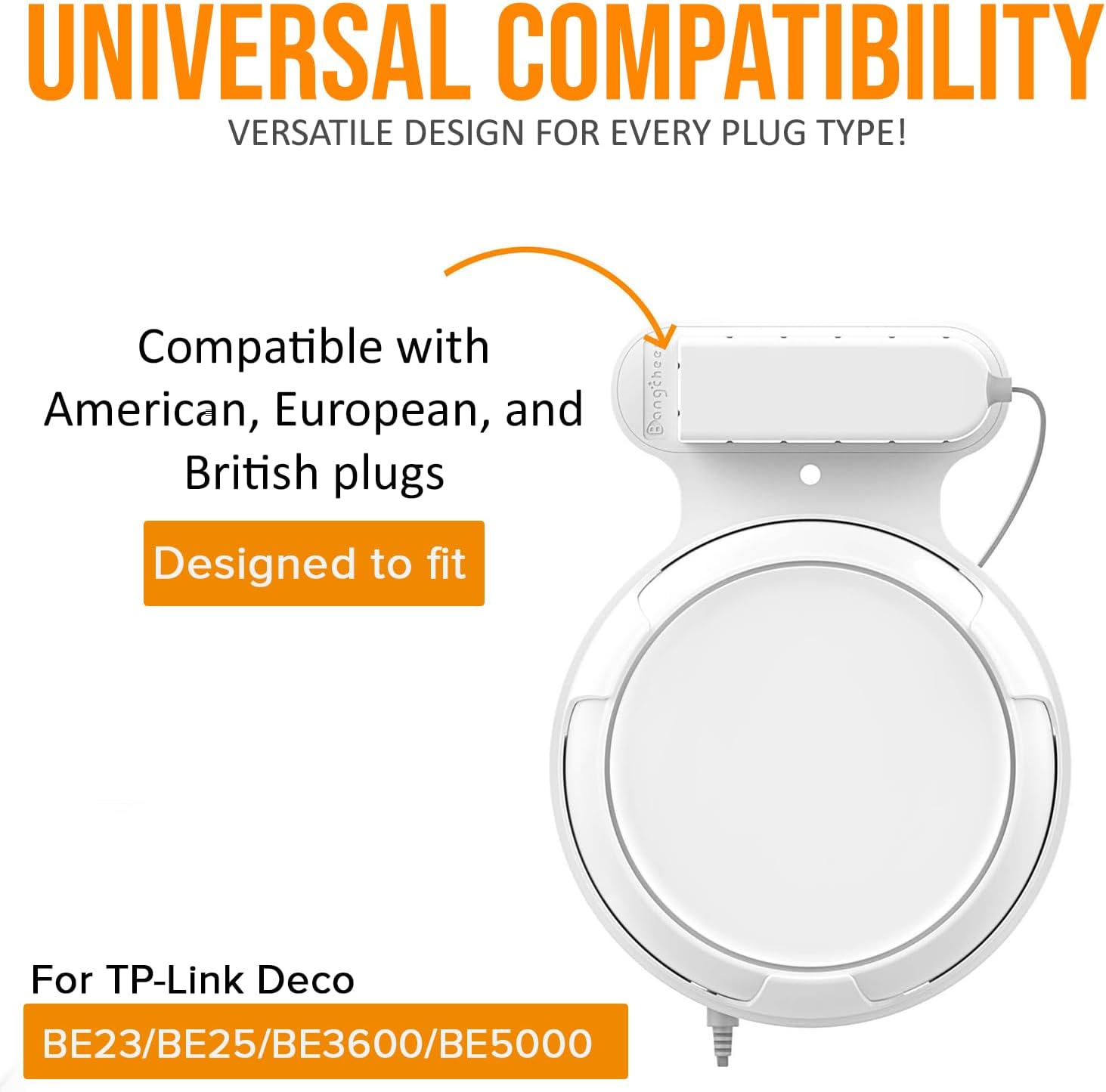 Wall Mount Bracket for TP-Link Deco BE23/BE25/BE3600/BE5000 Mesh WiFi 7 System Network and Power Cord Management Space-Saving TP-Link WiFi 7 Router Wall Mount Bracket (White-3Pack,White)