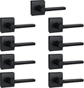 9 Pack Dummy Door Levers in Matte Black, Heavy Duty Interior Handle Lock for Closet Pantry, Non-Turning, Single Sided, Reversible for Left/Right Hand