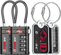 Forge TSA Approved Luggage Locks 4 Digit Combination TSA Travel Locks with TSA008, Open Alert Indicator, Zinc Alloy Body for Luggage, Suitcase, Backpack, and More. 2 Black Locks and 2 TSID.