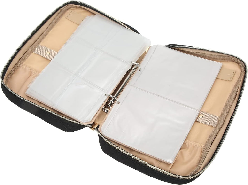 JTLB Portable Jewelry Organizer Travel Case with Clear Bags for Earrings, Necklaces - Compact Storage Roll in Black