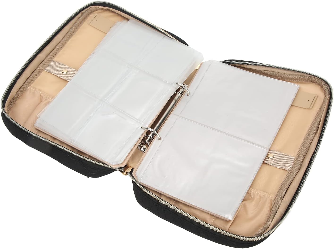 JTLB Portable Jewelry Organizer Travel Case with Clear Bags for Earrings, Necklaces - Compact Storage Roll in Black