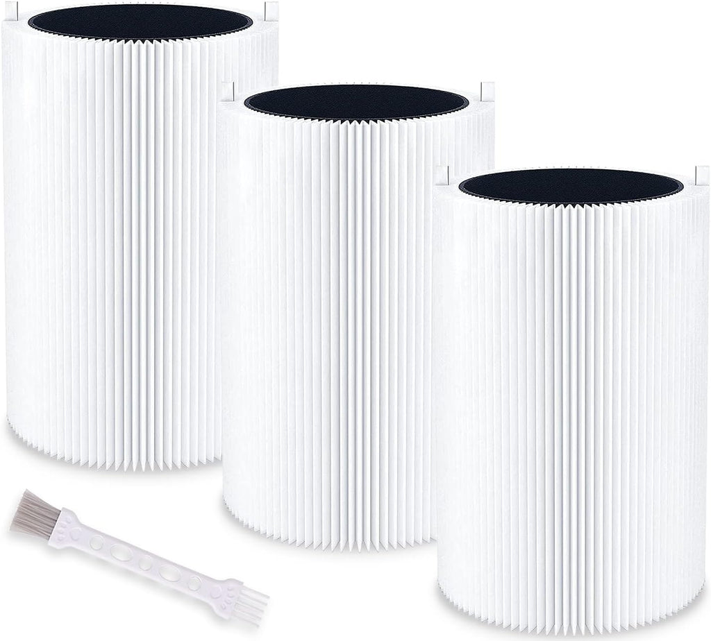 Blue Air Filter Replacement 411 Compatible with Blueair 411 Genuine, Blue Pure 411+,411 Auto & Mini, 3 Pack Particle and Activated Carbon Filter (3 Pack Filter)