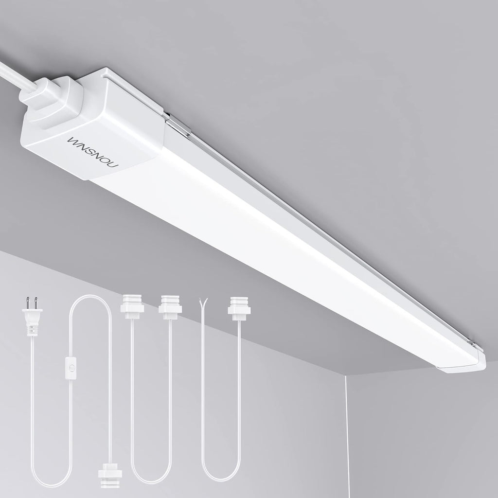 LED Shop Light With Plug, 4FT Waterproof Linkable Tube, 36W Cabinet Lighting 5000K Wired Electric Ceiling With ON/Off Switch, 4000LM Closet Light for Workshop, Room