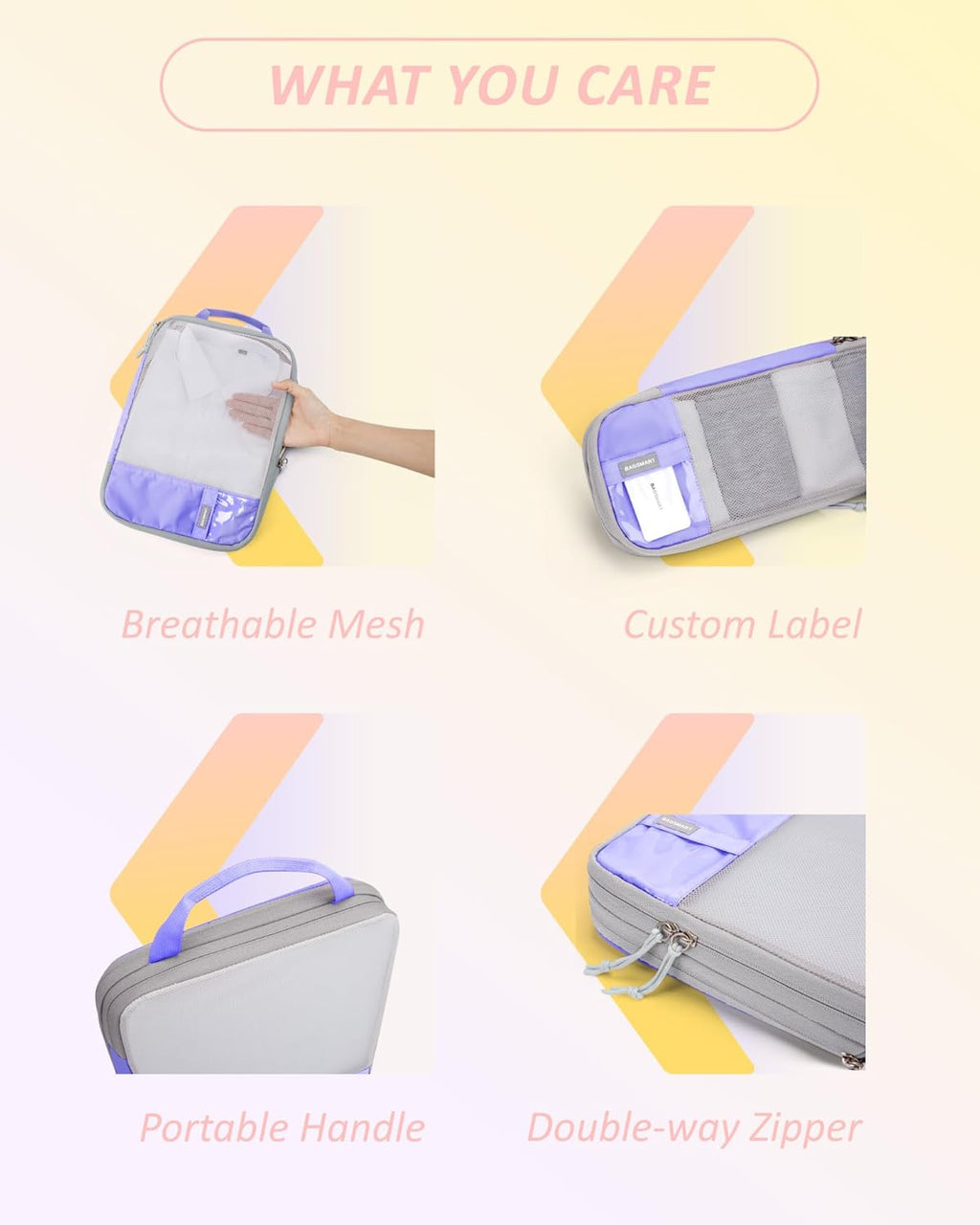 BAGSMART 6 Set /4 Set/2 Set Compression Packing Cubes for Travel, Lightweight Luggage Organizer Bags, Durable Space Saver Bags Travel Essentials