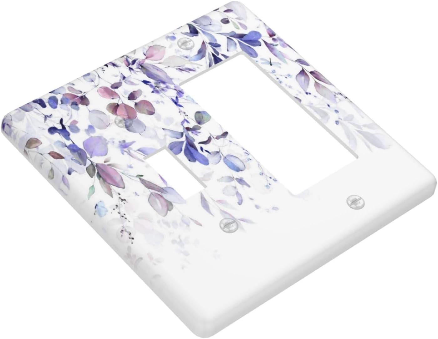 Purple Eucalyptus Watercolor Floral Rustic Leaf Outlet Covers 1 Toggle 1 Rocker Combination Decorative Wall Plate Electrical Switch Plates Light Switch Cover Plate for Farmhouse Home Decor