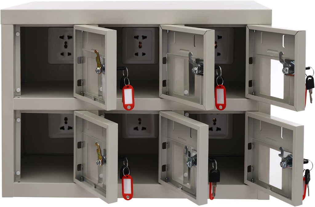 6 Door Cell Phone Locker with Charging Station, Rechargeable Mobile Device Phones Storage Cabinet with Anti-Interlocking Lock for Office Classroom Hotel (6 Slots)
