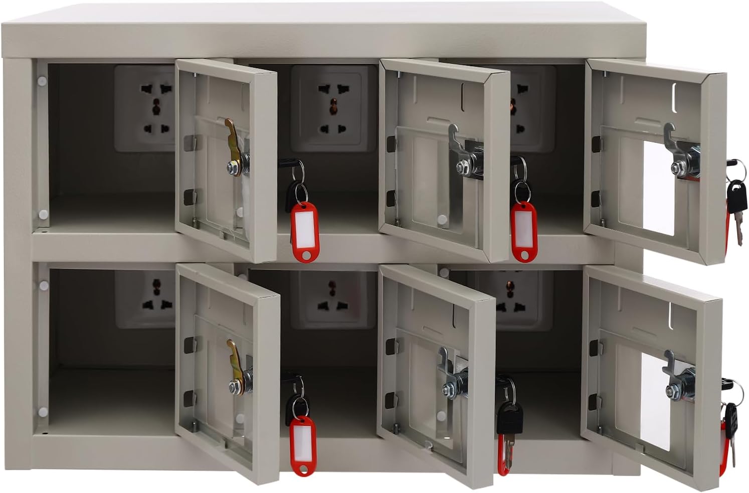 6 Door Cell Phone Locker with Charging Station, Rechargeable Mobile Device Phones Storage Cabinet with Anti-Interlocking Lock for Office Classroom Hotel (6 Slots)