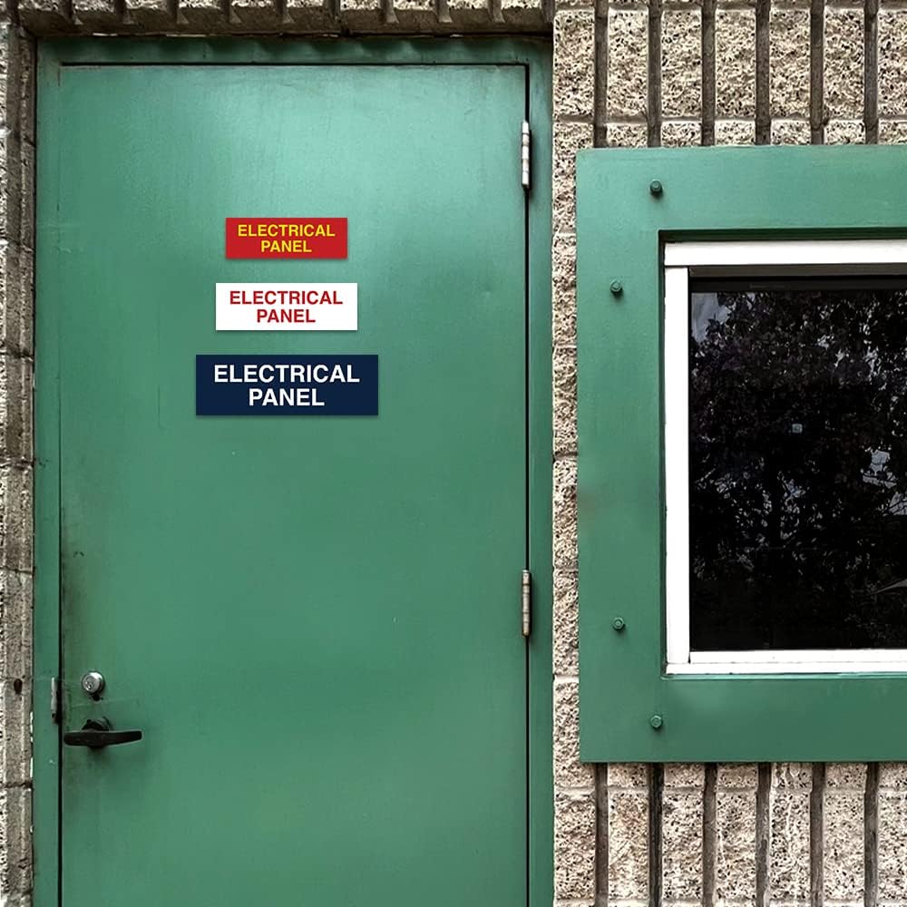 All Quality Basic Electrical Panel Sign - Fire Regulation Safety Compliance Sign - Red/Yellow - Large (1 Pack)