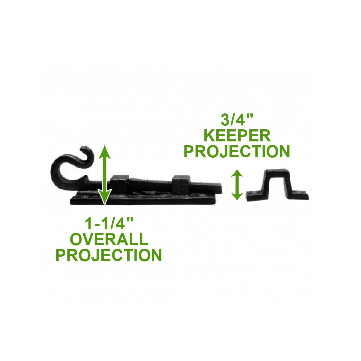 Renovators Supply Manufacturing Black Slide Bolt Door Latch 3 7/8 in. Long Wrought Iron Metal Surface Sliding Bolts with Catch for Cabinet Doors Rust Resistant Security Locks with Hardware Pack of 2