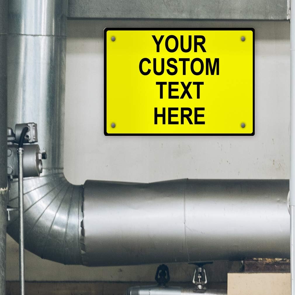 Aluminum Weatherproof Metal Sign Multiple Sizes Custom Personalized Text Here Yellow Black Caution Horizontal Street Signs 10x7Inches