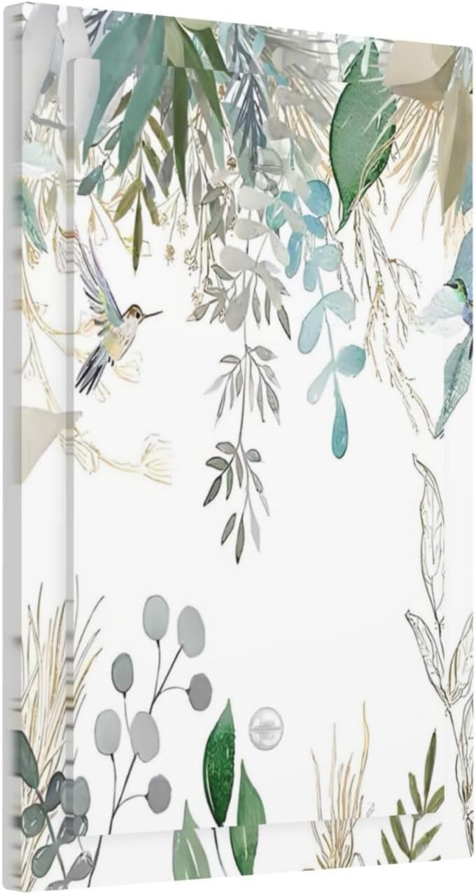 Green Tropical Palm Leaves Flower Plants Hummingbird Light Switch Cover Plate 1 Gang No Device Blank Electrical Wall Plates Faceplate Decorative Switch Plate for Bed Room Living Room Decor