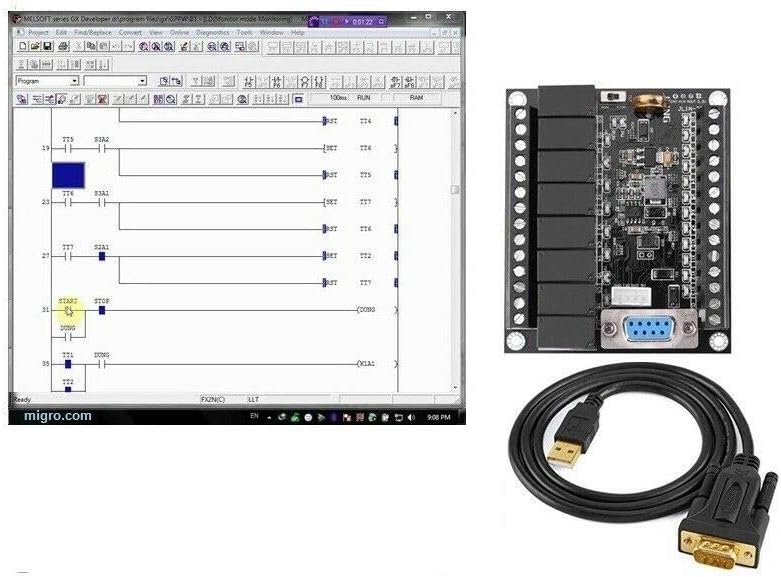 Migro PLC Ladder Logic Controller, 12 DC Inputs, 8 Relay Outputs, 24V, Black