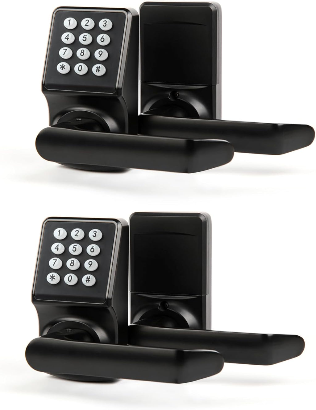Keypad Door Lock with Handle, Digital Door Lock with Keypad Set,Keyless Entry Door Locks with Handle-IC Card and Anti-peep Password- Easy Installation for Home, Hotel-Matte Black-2PACK Set