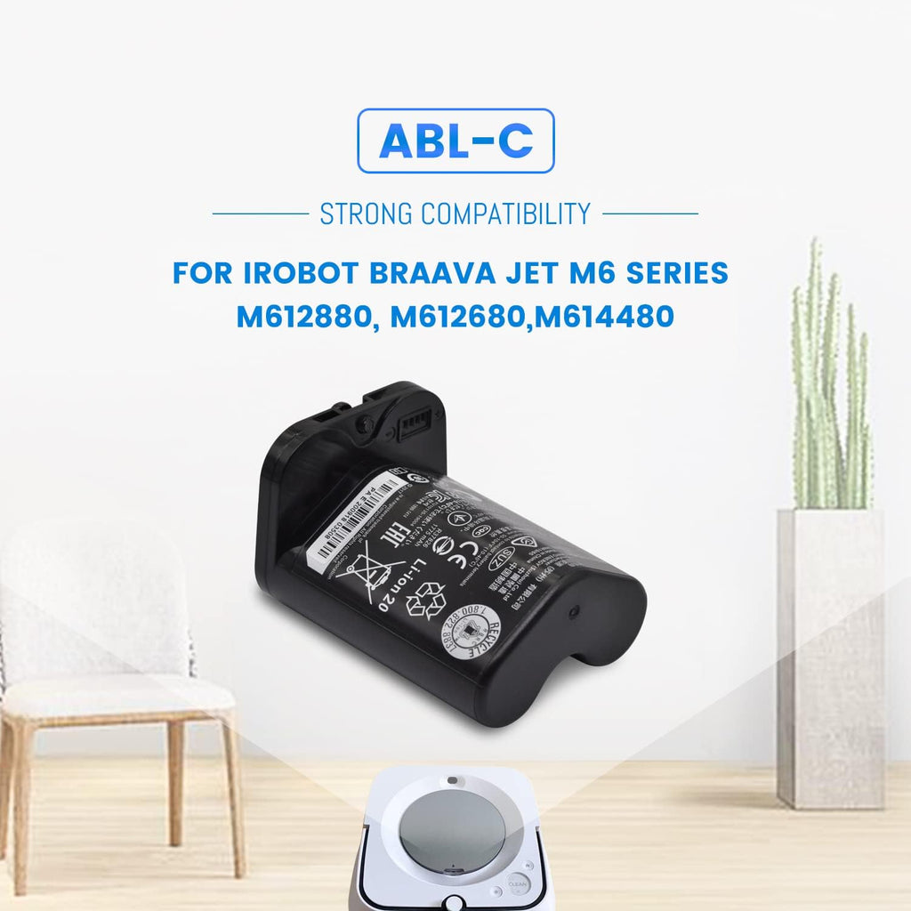 DGFTB ABL-C Vacuum Cleaner Li-Ion Battery for iRobot Braava Jet M6 6110 Series M611020 M612880 M612680 M614480 6100 Ultimate Robot Mop Part Number Series 3INR 19/65 10.8V 1775mAh/19Wh