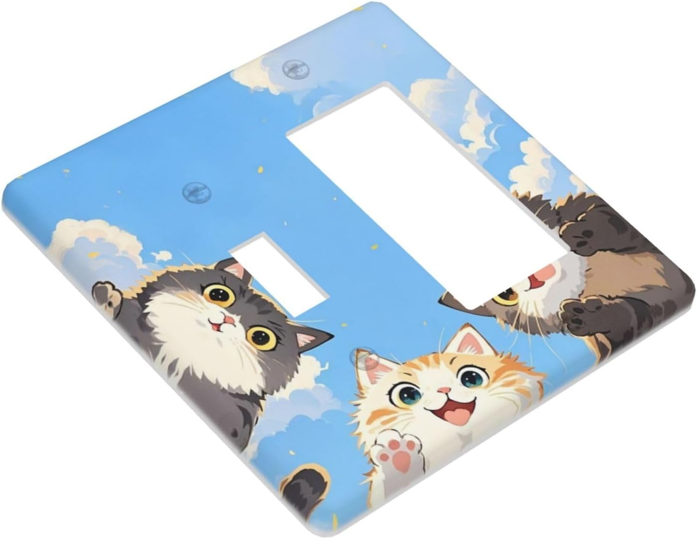 Outlet Covers Orange Gray Cute Cat Sky Cloud Cat S Paw 1 Toggle 1 Rocker Combination Decorative Wall Plate Electrical Switch Plates Light Switch Cover Plate For Kids Room Nursery Decor