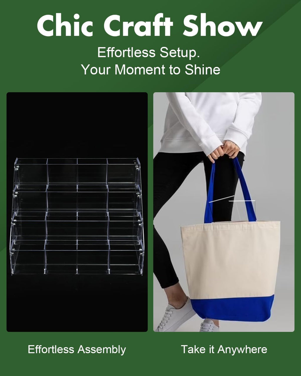 UCEC 4-Tier Sticker Display Stand for Vendors, 16-Pocket Acrylic Display Stands & Card Stand, Portable Organizer for Trade Shows, Retail Stores, Small Business Supplier Events