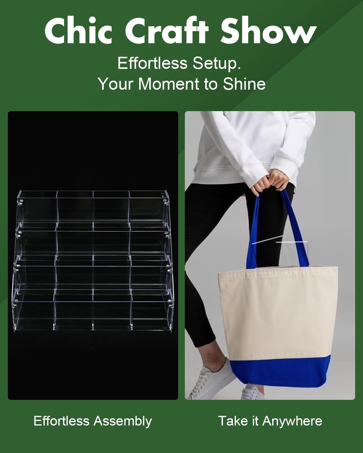 UCEC 4-Tier Sticker Display Stand for Vendors, 16-Pocket Acrylic Display Stands & Card Stand, Portable Organizer for Trade Shows, Retail Stores, Small Business Supplier Events