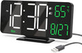KOSUMOSU Digital Clock for Bedroom, 6.7in Black Alarm Clocks for Bedrooms,Auto Dimming, Date, Day of Week, Indoor Temperature,Digital Alarm Clock,Clocks for Living Room