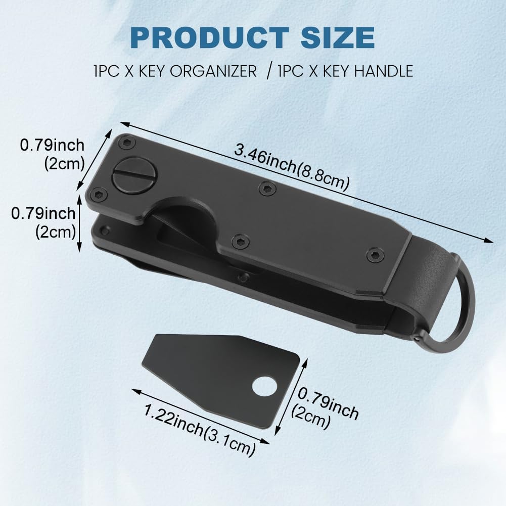 Key Organizer With Key Handle,Compact Met-allic Key Holder,Met-allic Key Organizer,Smart Keychain Secures 1-5 Keys