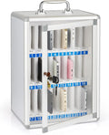 Loghot Aluminum Alloy Pocket Chart Cell Phones Storage Cabinet for Cell Phones, Wall-Mounted Cell Phone Locker Phone Holder with Lock for Classroom, Office, Can be Carried by Hand (24 Slots)