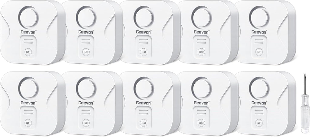 Geevon 4 Pack Water Leak Detectors for Home, 100dB Water Sensor Alarm Flood Leakage Detection Devices for Bathroom, Basements, Laundry Rooms, Kitchen, IP56 Waterproof(Battery＆Screwdriver Included)
