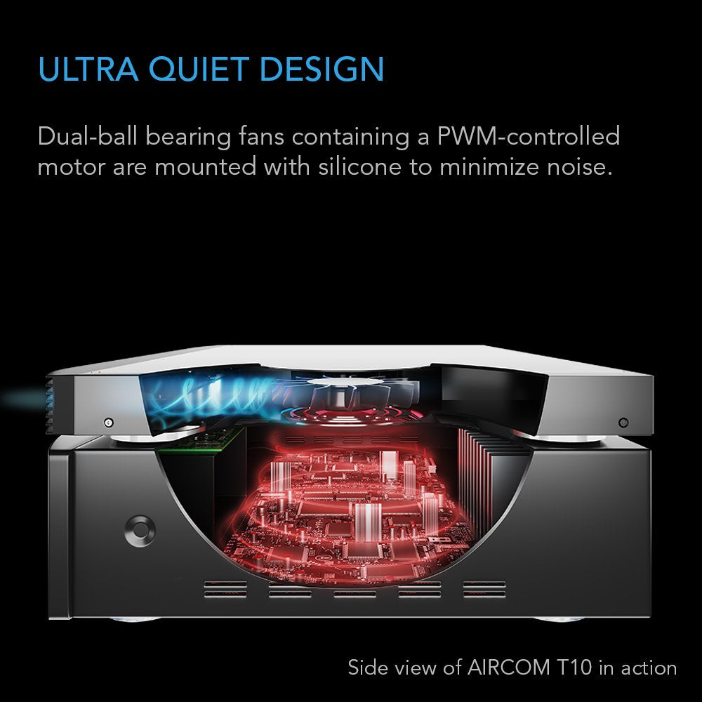 AC Infinity AIRCOM S10, Quiet Cooling Blower Fan System 17" Front-Exhaust for Receivers, Amps, DVR, AV Cabinet Components