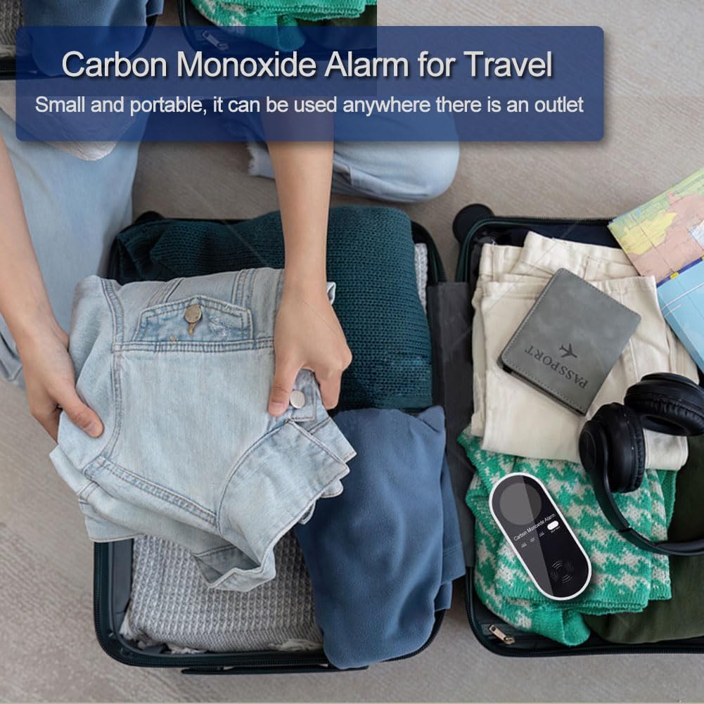 Carbon Monoxide Detectors, Carbon Monoxide Detector Plug in with Temperature Humidity Sensor Built-in, CO Level Monitor Alarm with Clear LCD Display Sound & Light Warning for Home/Hotel/RV