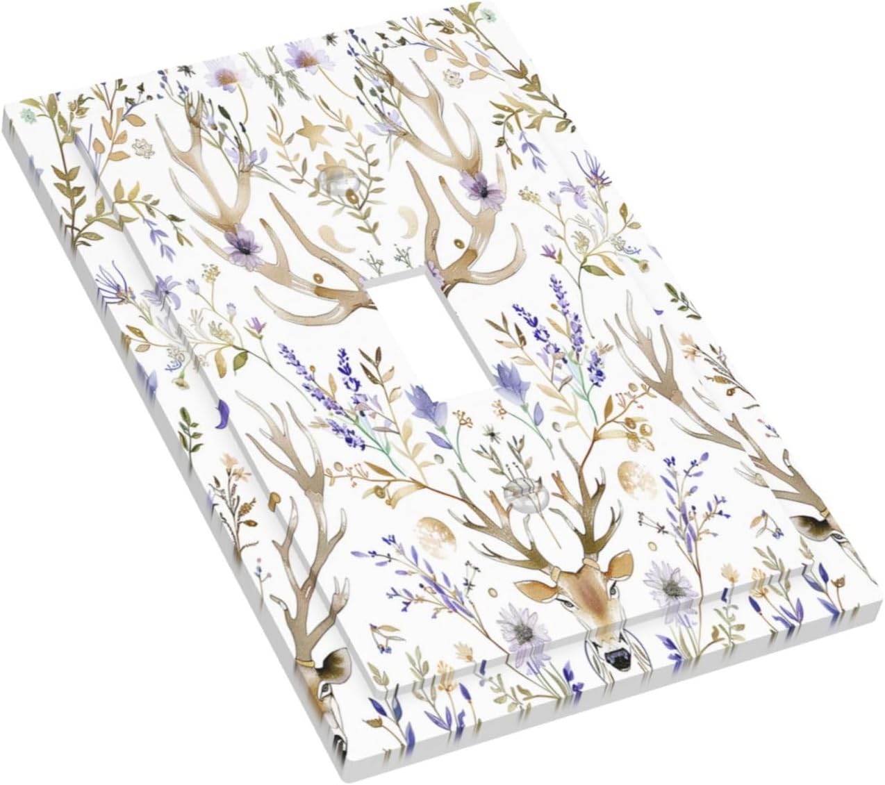 Decorative Light Switch Cover Gothic Retro Floral Damask Elk Wild Flower 1 Gang Single Toggle Device Electrical Faceplate Switchplates Decorator Outlet Wall Plate For Bed Room