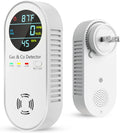 Carbon Monoxide Detectors & Natural Gas Detector, 4-in-1 Carbon Monoxide Detectors Plug in, Gas Leak Detector with Dual Alarms, Temperature & Humidity Sensor for Home, RV Essentials, White, 1 Pack