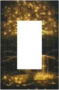 Decorative Outlet Covers Golden Shining Fantasy Kabbalah Tree of Life 1 Gang Rocker Light Switch Cover Plate Single Decora Light Switch Covers Wall Plate Faceplate for Bedroom Home Decor