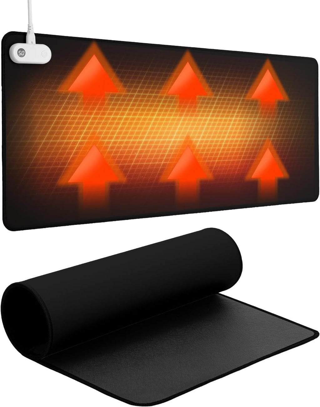 Resen Heated Desk Pad, 31.5x13 Fast Heating Mouse Pad with 5 Temperature Settings, Digital Display, Auto Shut-Off, PVC Leather Surface for Office and Home Use, Energy Efficient & Safe (Black)