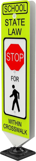 Impact Recovery - In-Street Pedestrian Crossing Signs - Street Sign - Road Sign - Pedestrian Safety Signs - School Stop with Surface Mount Base