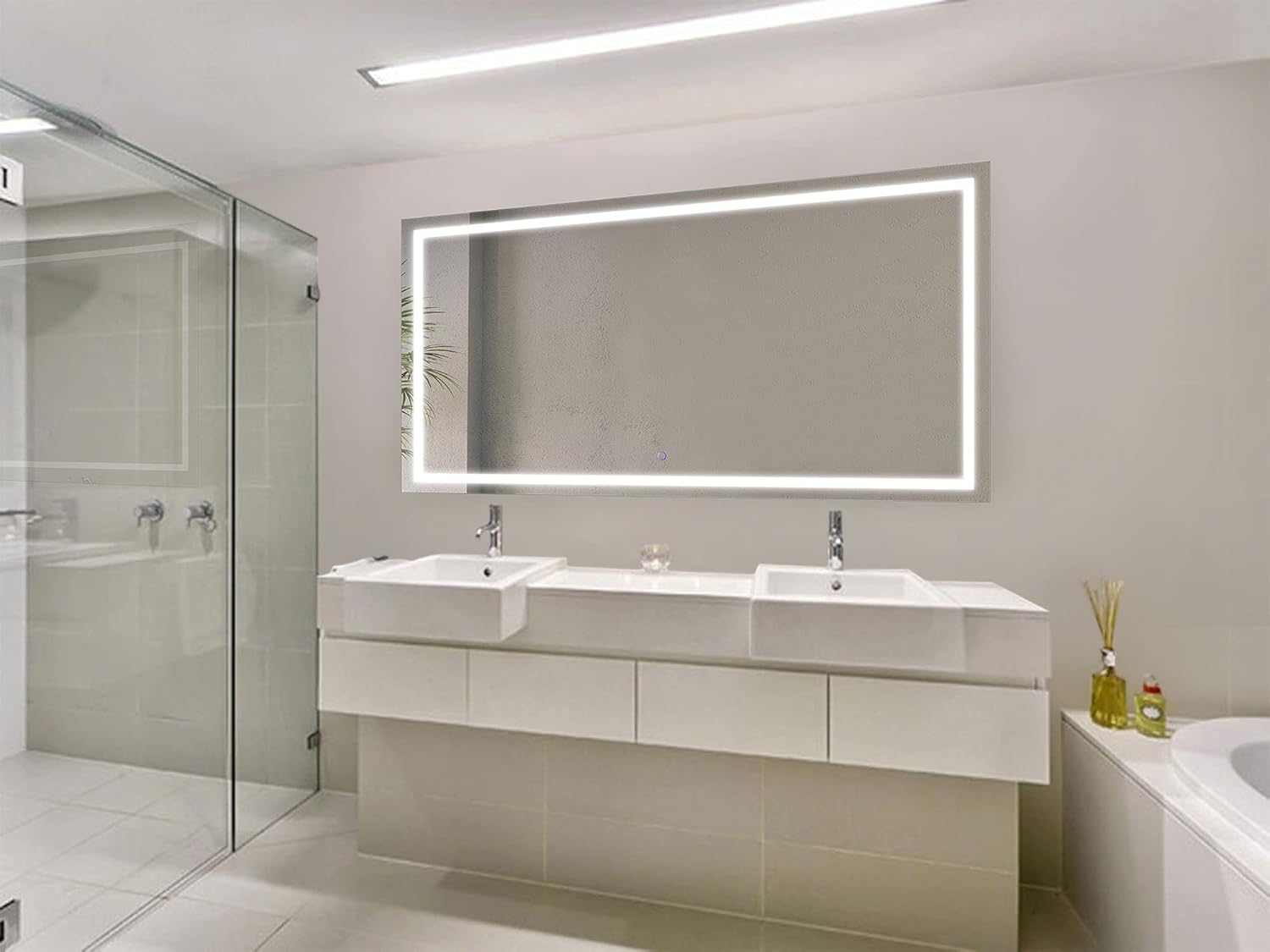 Krugg | Large 66 Inch X 36 Inch LED Bathroom Mirror | Lighted Vanity Mirror Includes Dimmer & Defogger | Wall Mount Vertical or Horizontal Installation