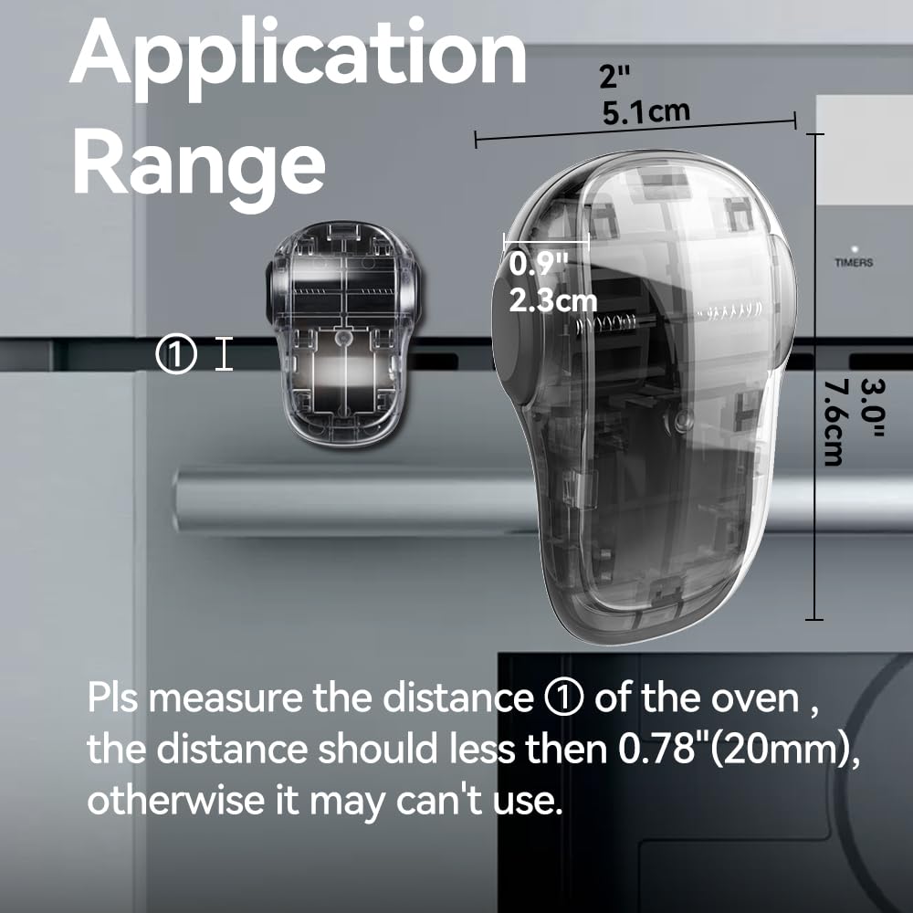 EUDEMON Child Safety Heat-Resistant Oven Door Lock, Oven Front Lock for Kids Easy to Install, Use Adhesive,No Screws or Drill (1 Pack,Clear-Black)(ONLY for Flat Surface)