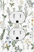 Outlet Covers Floral Green Leaf Plant Flowes 1 Gang Duplex Light Switch Cover Decorative Switch Plates Electrical Receptacle Faceplate Wall Plate For Bed Room Farmhouse Decor