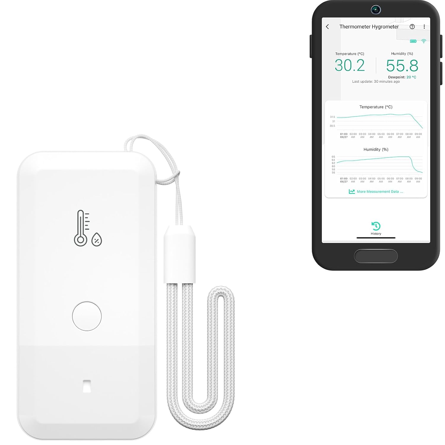 YoLink Smart Wireless Thermometer Hygrometer, Wide Temp Range for Freezer, Fridge, Green House, Pet Cage, App Alerts, Emails, Text/SMS alerts- Hub Required