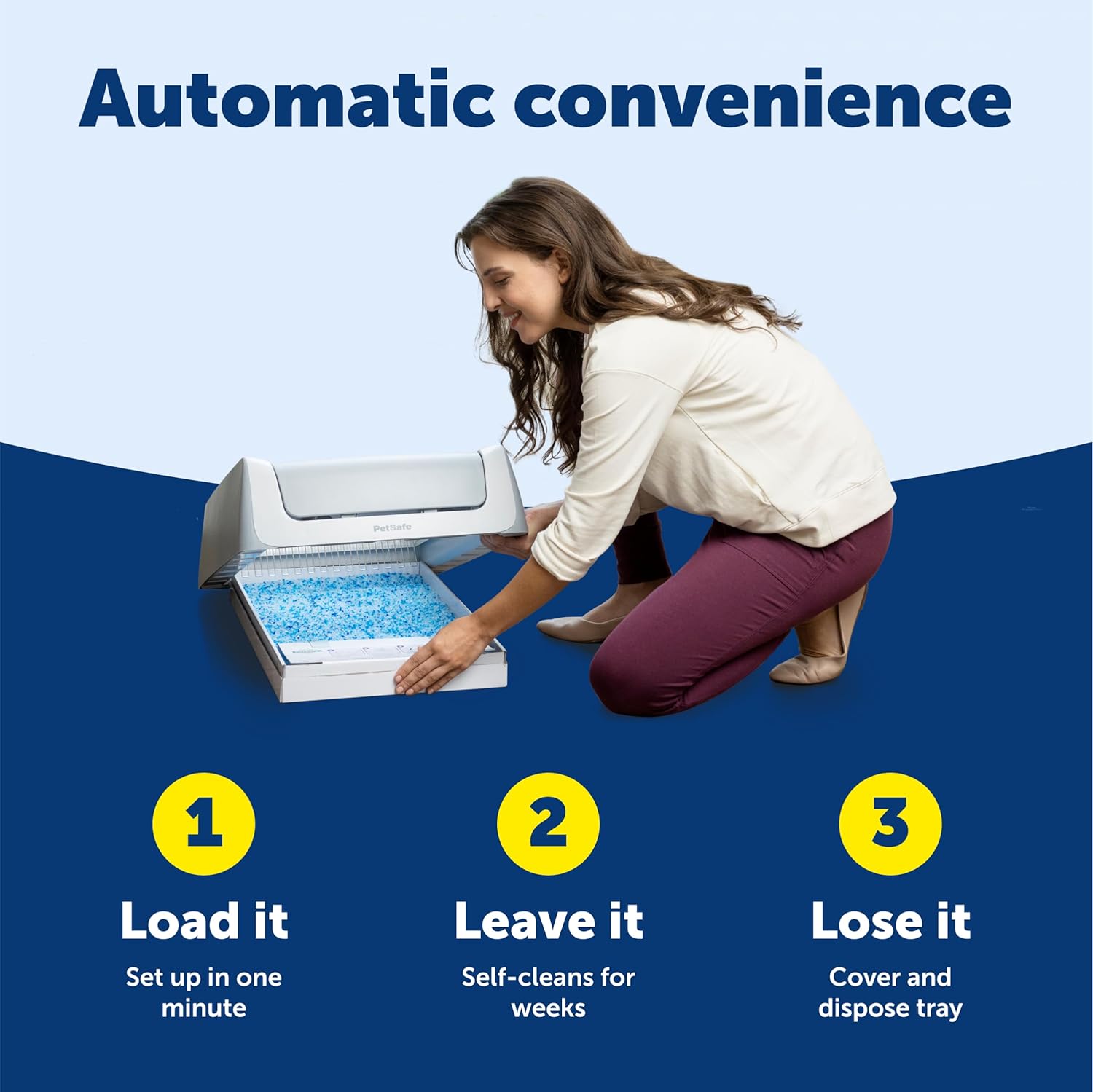 PetSafe ScoopFree Crystal Pro Legacy Self-Cleaning Automatic Litter Box - Uncovered Motion-Sensing Cat Box with Integrated Health Counter - Includes 1 Disposable Crystal Litter Tray