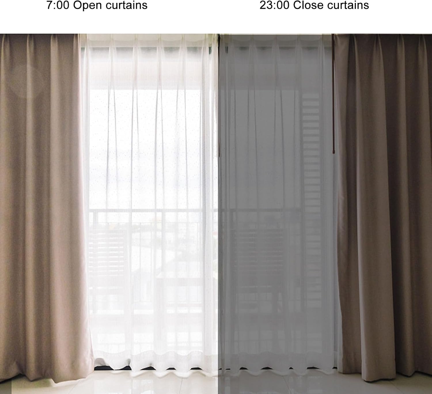 Luqeeg Automatic Curtain Opener and Closer, 2PCS Quiet Smart Curtain Motor with Timer & Temperature and Light Sensor for Home, Voice Control Bluetooth APP Remote Control