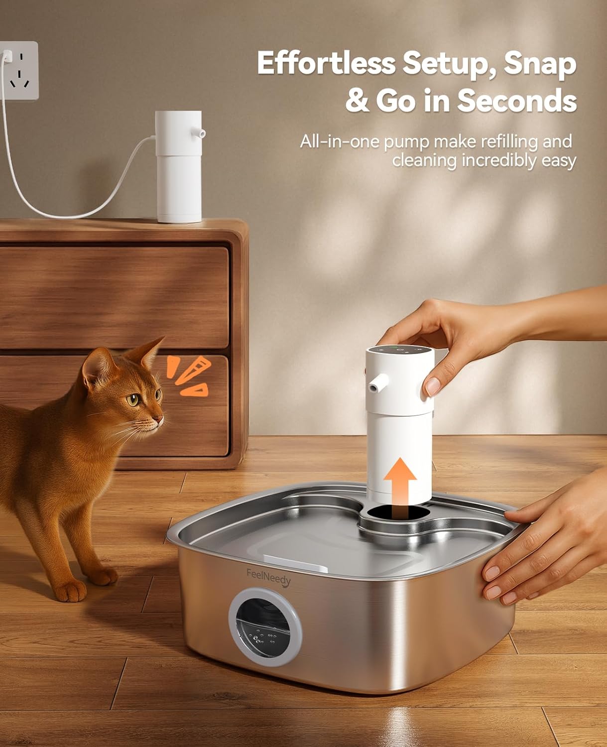 Cordless Dog Water Fountain, 5000mAh Battery Operated Water Fountain for Dogs, Stainless Steel Cat Water Fountain for Multi-Cats & Small-Medium Dogs, 8L Automatic Pet Water Fountain, Easy to Clean