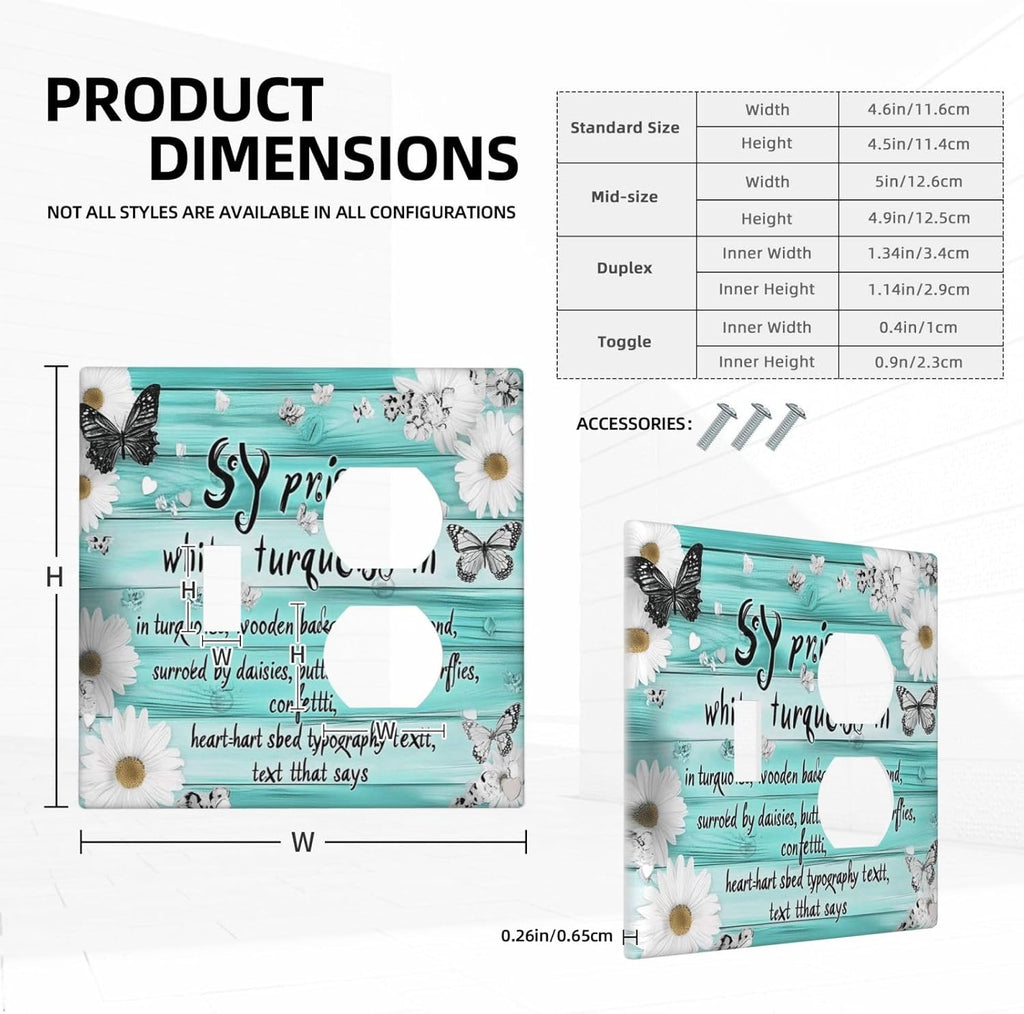 Teal Butterfly Daisy Rustic Wooden Signs Wallplates 1 Toggle 1 Duplex Switch Plate Electrical Gfci Faceplate Decorative Light Switch Covers For Farmhouse Cabin Decor