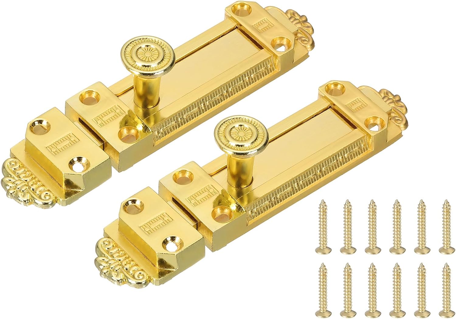 PATIKIL Barrel Bolt Latch, 2 Pack 4 Inch Slide Door Locks Zinc Alloy Gate Door Catch Bolt Latch for Bathroom Bedroom Barn Warehouse, Gold