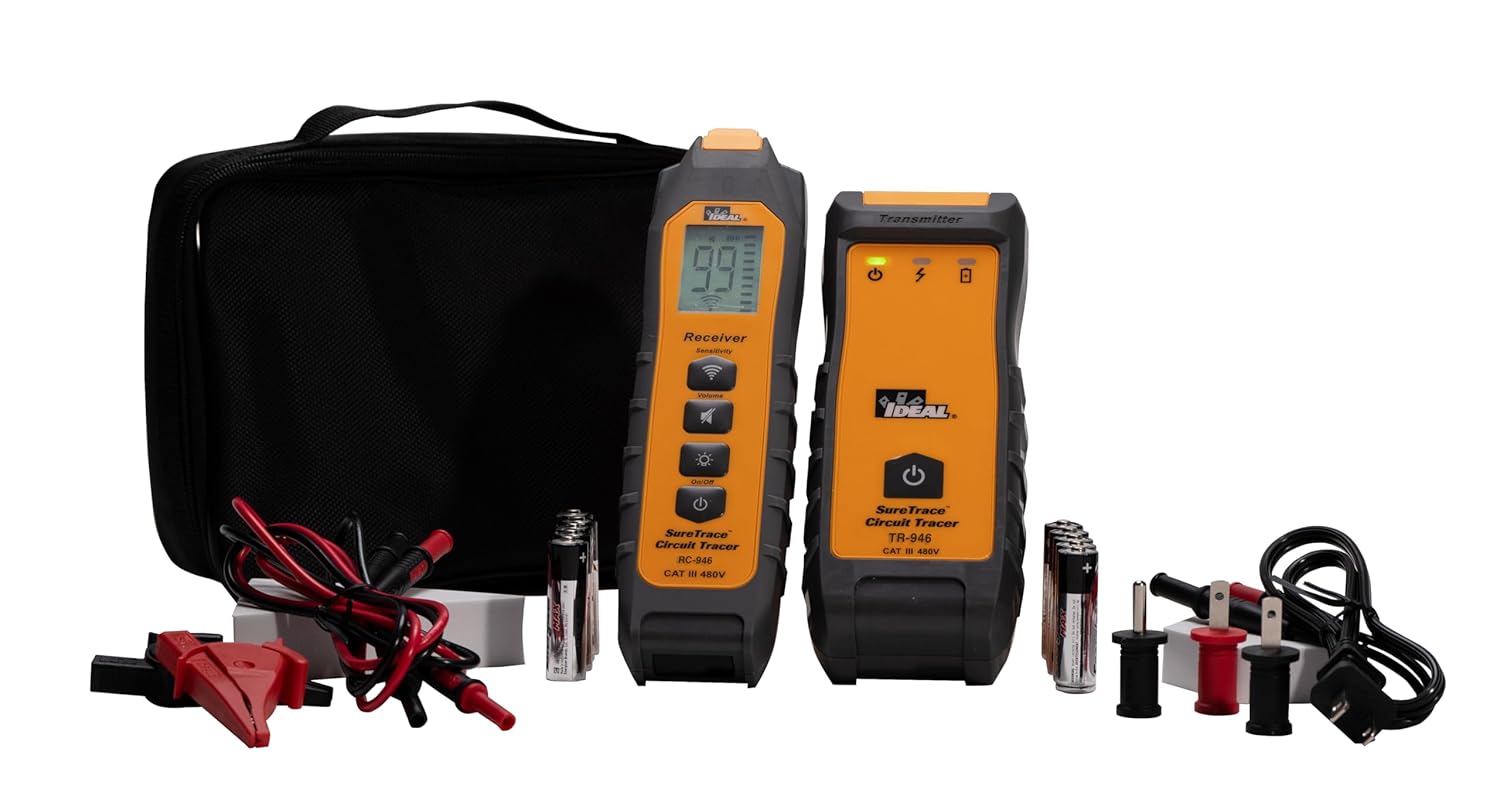 Ideal Electrical SureTrace Digital Circuit Tracer (61-946) 0-480 Volts AC/DC with Backlit Display — Find Breakers, Fuses, Wires, Dead Shorts, and Splice Errors